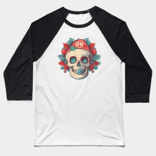 Christmas Santa Skull Peace Baseball T-Shirt